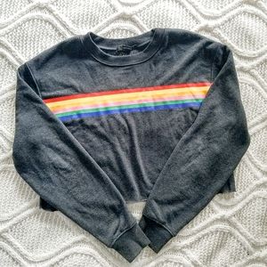Forever 21 Rainbow Print Crop Sweater
